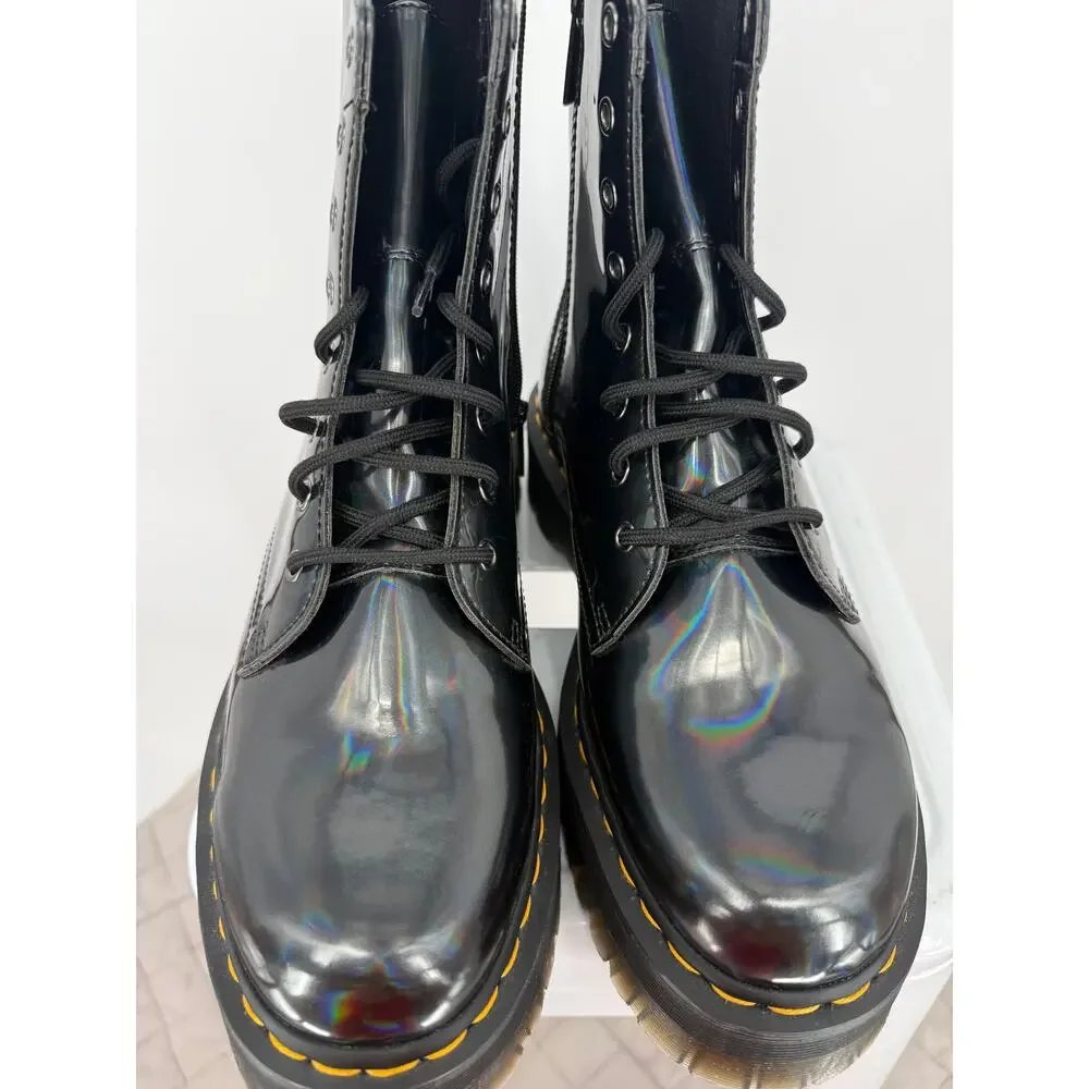 New Doc Dr. Martens Jadon Hologram Black Gray Leather Platform Boot Size Mens 11